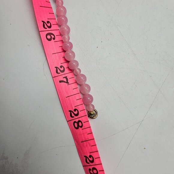 Pink Quartz Beaded Necklace With Round Beads Barrel Clasp 28 in - Picture 5 of 5